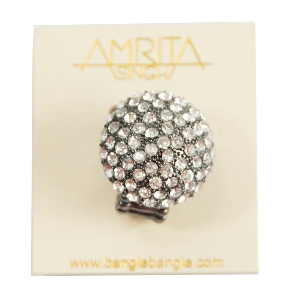 Amrita Singh Silver Crystal Stretch Cocktail Ring - Picture 3 of 3